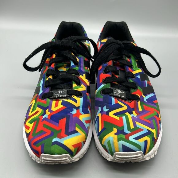 ADIDAS ZX FLUX MENS ATHLETIC SHOES MULTICOLOR GEOMETRIC PRINT SZ 7.5 - Picture 3 of 8
